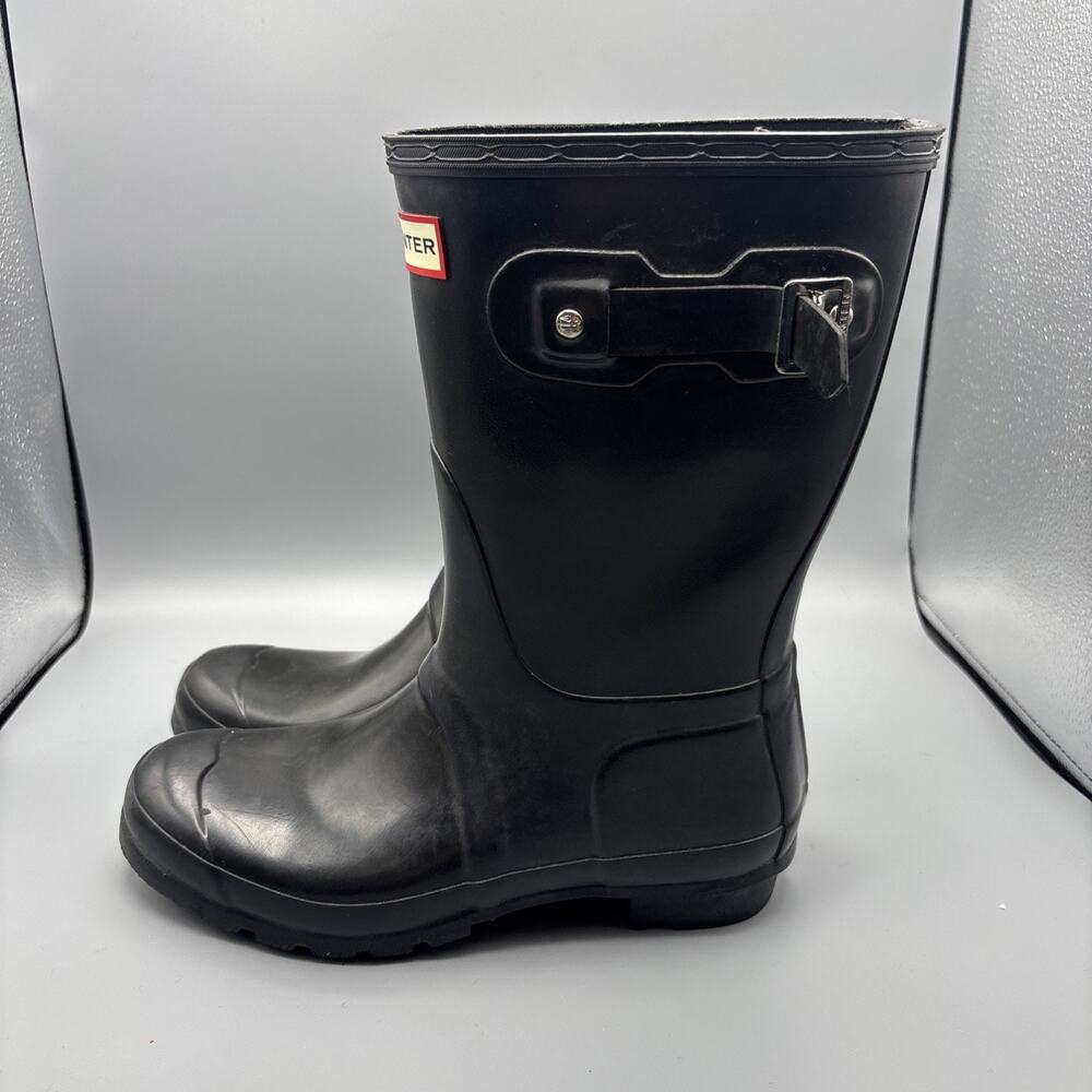 Hunter Original Short Womens Black Rain Boots Sz 8 Gardening 11.5" Tall